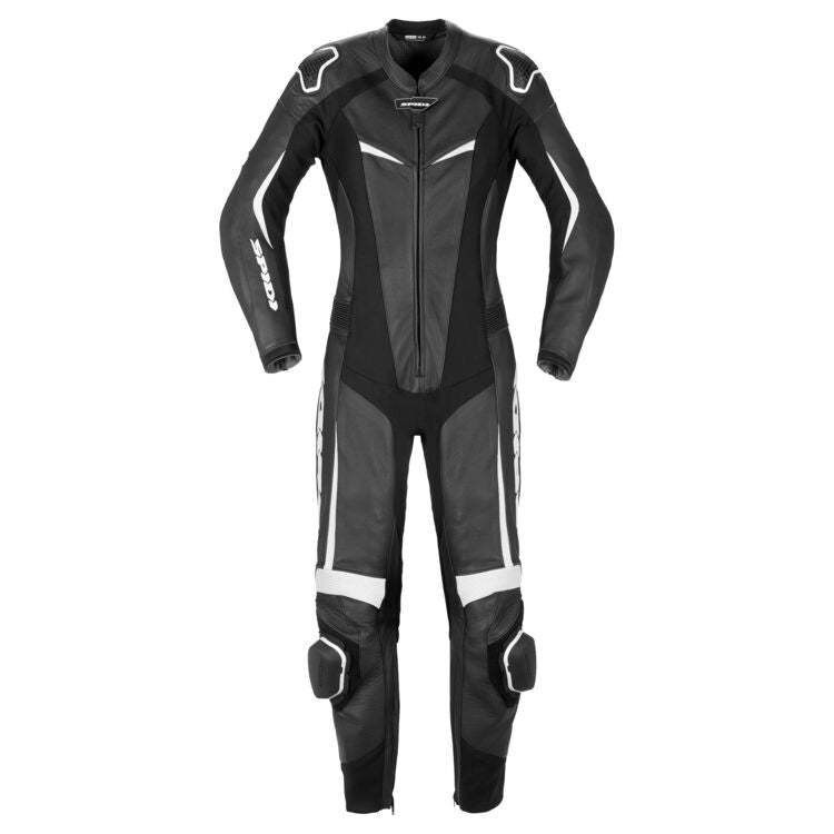 Spidi Track Perforated Pro Women's Race Suit showcasing its sleek design and protective features, made from high-quality cowhide leather.