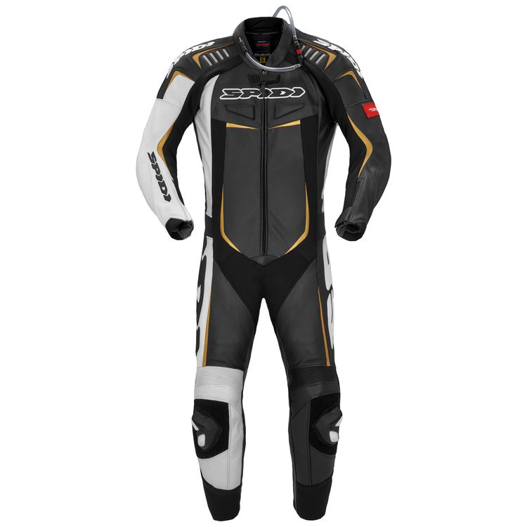 Spidi Track Wind Pro Race Suit made of premium cowhide leather with advanced protective features and a sleek design.