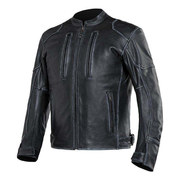 Street & Steel Outlander Jacket made from natural drum dyed leather, featuring CE rated armor, removable thermal vest liner, and ventilation system.