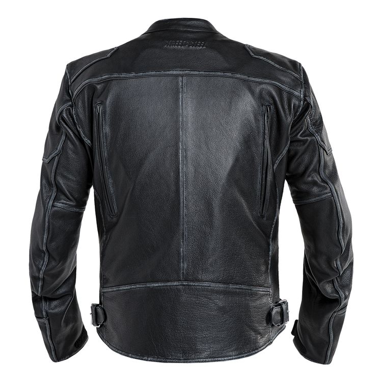 Street & Steel Outlander Jacket made from natural drum dyed leather, featuring CE rated armor, removable thermal vest liner, and ventilation system.