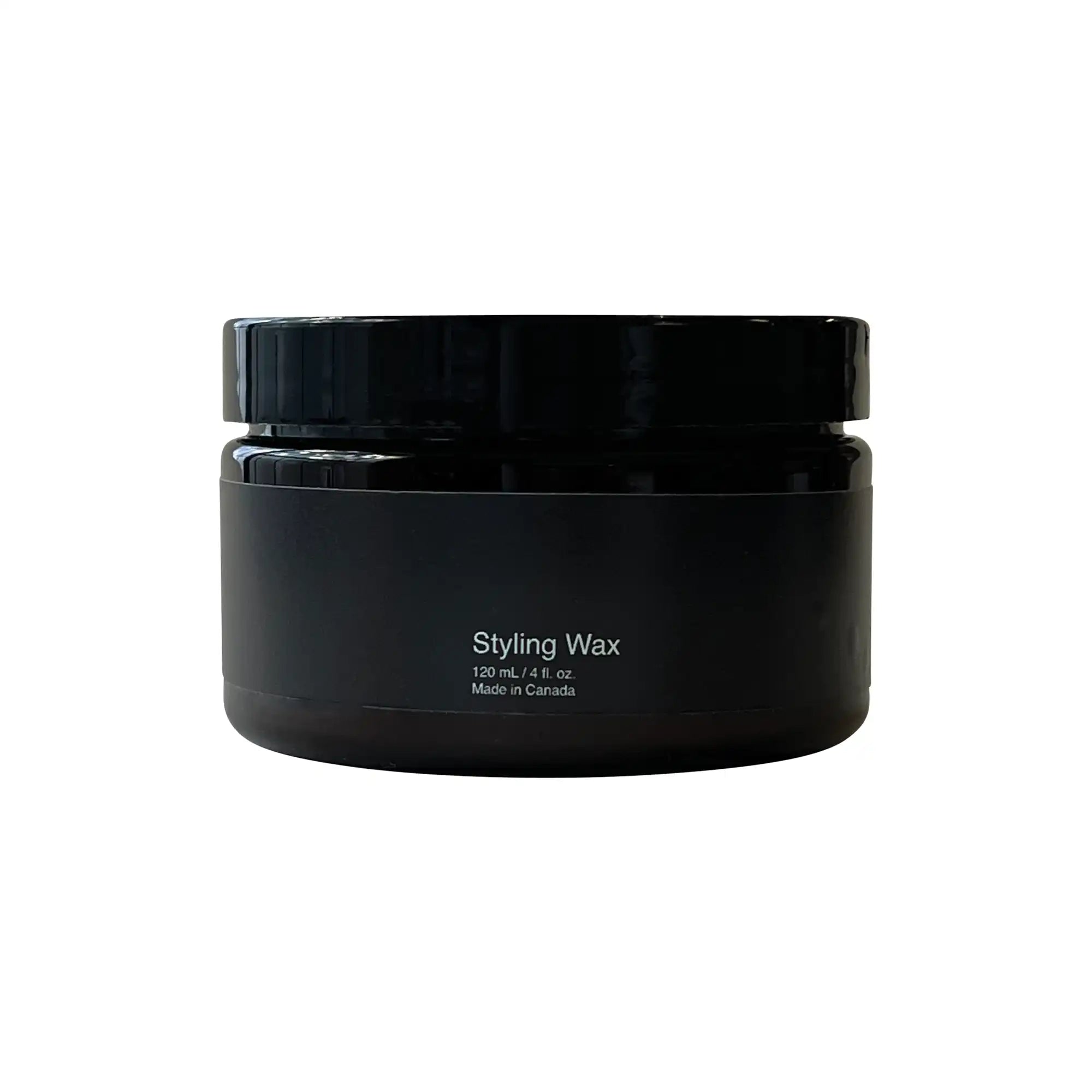 A jar of premium styling wax with a glossy finish, ideal for achieving a professional hold and flexible styling for all hair types.