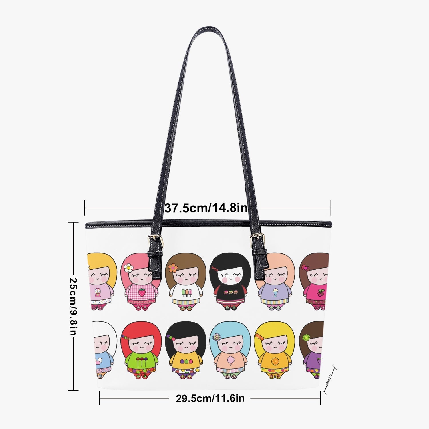 Sue Sue Sweet Medium Leather Tote Bag in elegant PU leather with a black handle and zipped inside pocket.