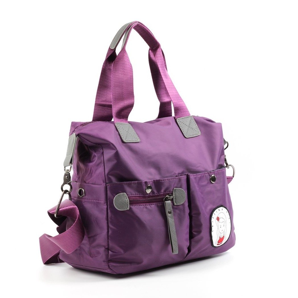 Summer Shopper bag in soft nylon, featuring adjustable shoulder strap and multiple pockets, available in four colors.