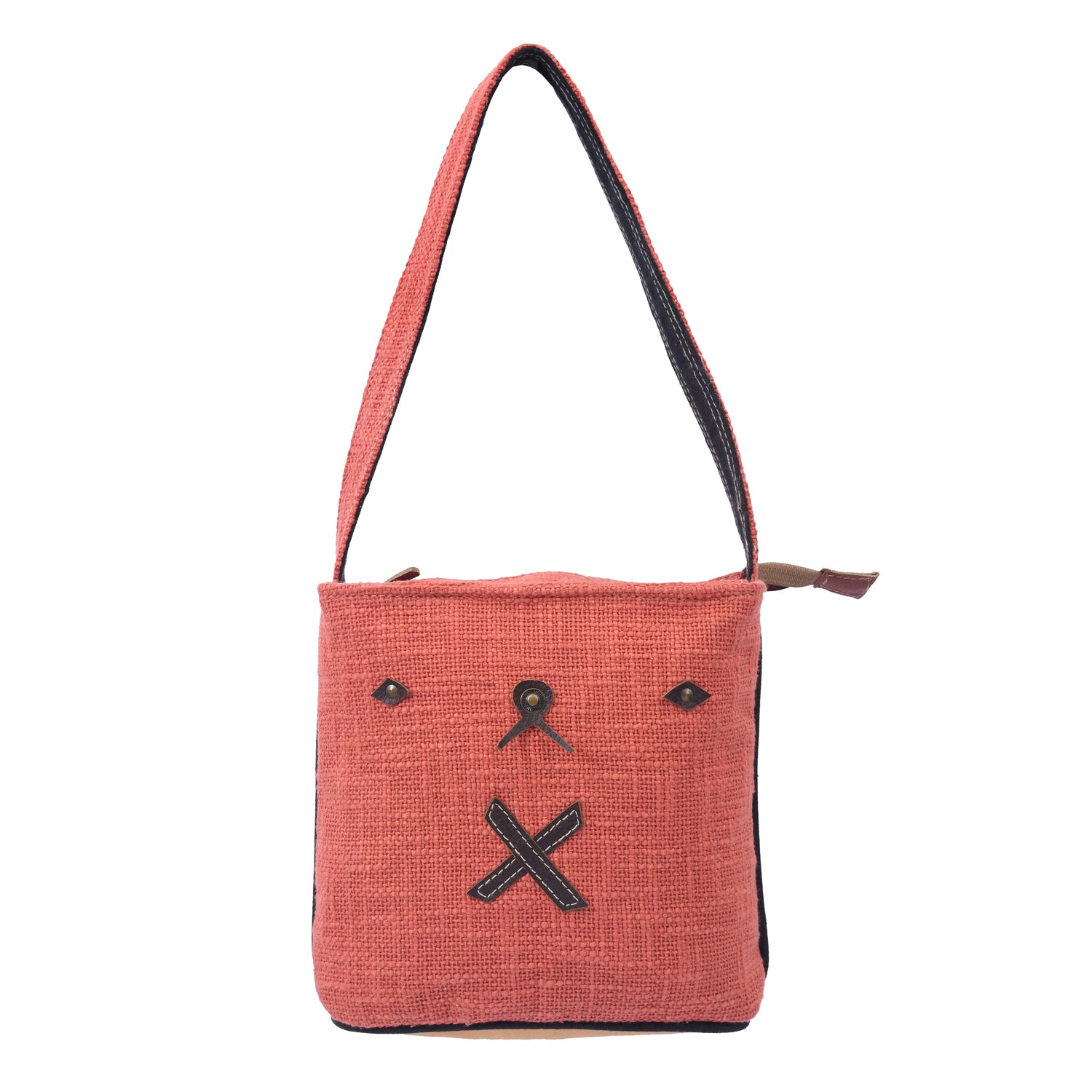 Tabo Shoulder Bag made of cotton fabric, leather, and canvas, featuring a stylish design suitable for kids and adults.