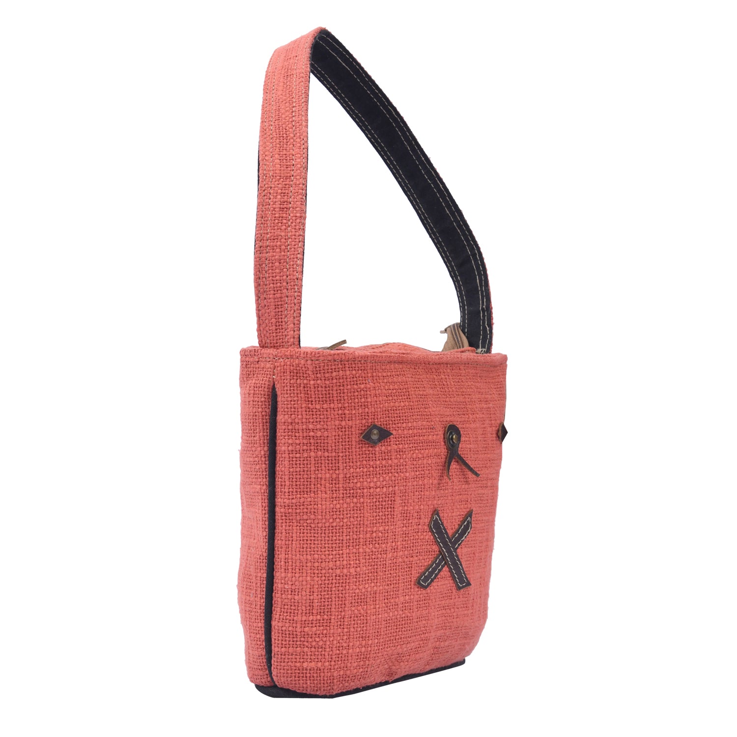 Tabo Shoulder Bag made of cotton fabric, leather, and canvas, featuring a stylish design suitable for kids and adults.