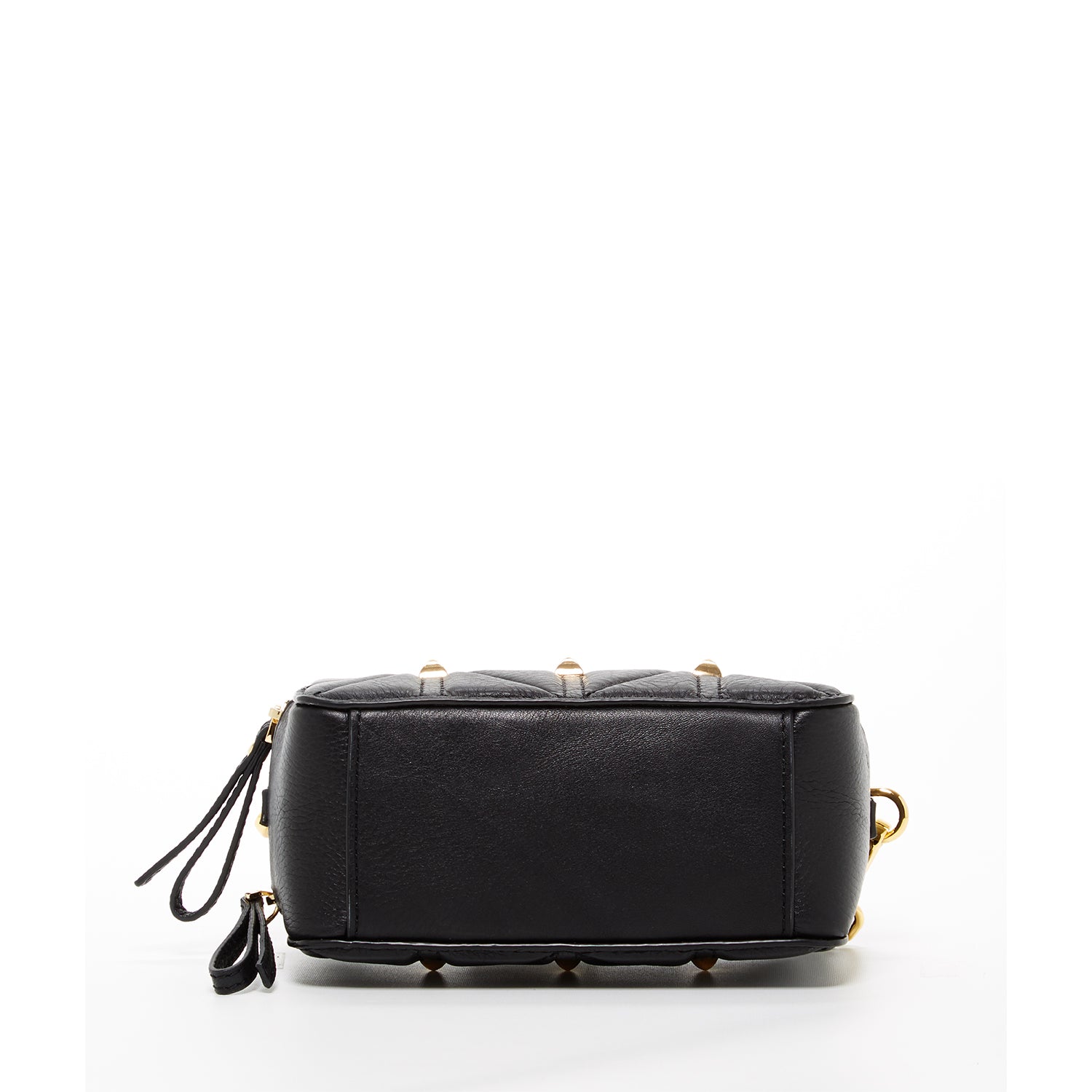 Taylor Black Small Crossbody Bag made of quilted leather with gold hardware and adjustable strap.