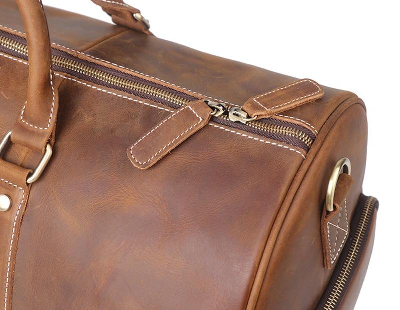 The Dagny Weekender large leather duffle bag in a stylish design, showcasing its high-quality crazy horse leather and spacious interior.