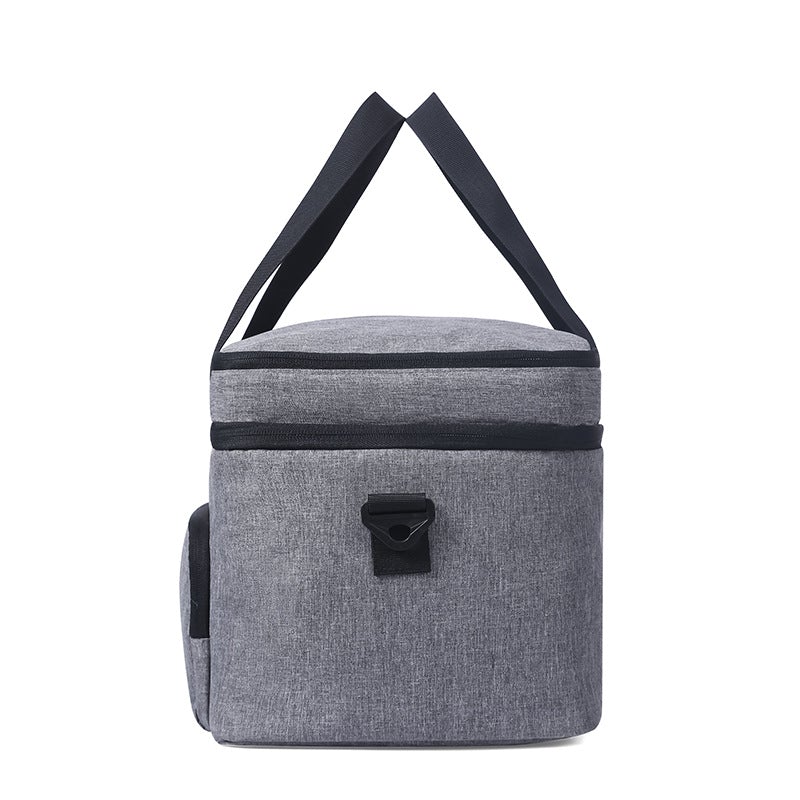 Thermal Insulation Waterproof Bag in gray, designed for hiking and camping, showcasing durable Oxford cloth and PEVA film materials.