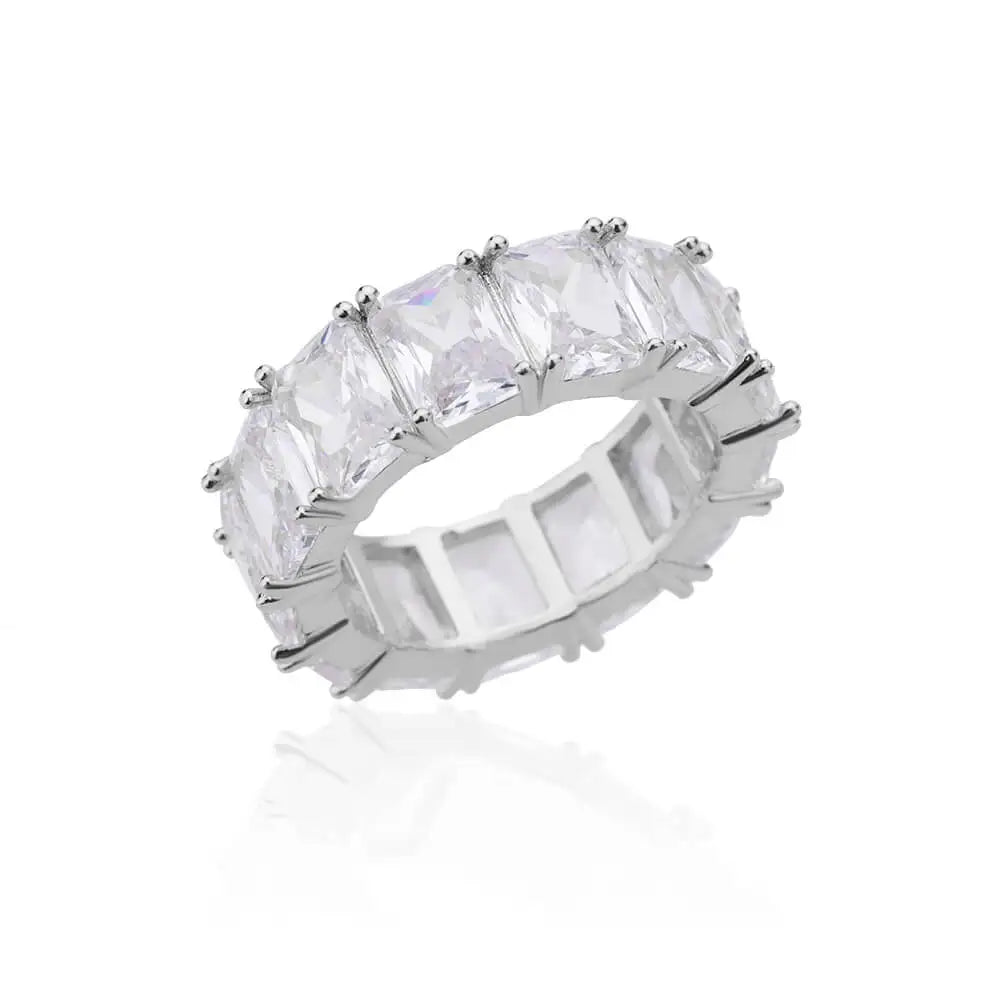 Trendy Crystal Gold Plated Ring featuring a round design with sparkling crystals, crafted from durable stainless steel.