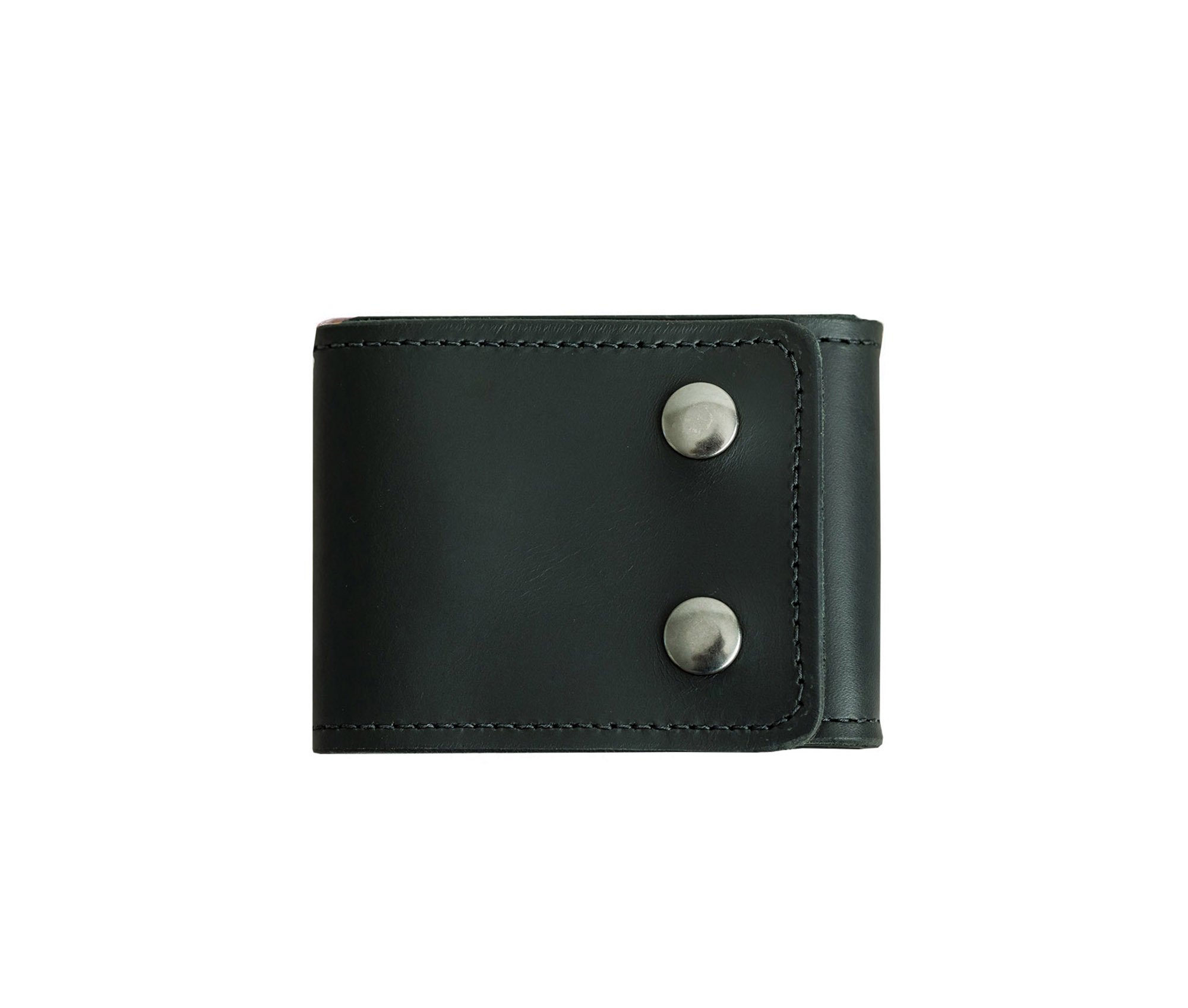 A stylish Trifold Wallet made of authentic full grain leather, featuring a center money clip and personalized initials.