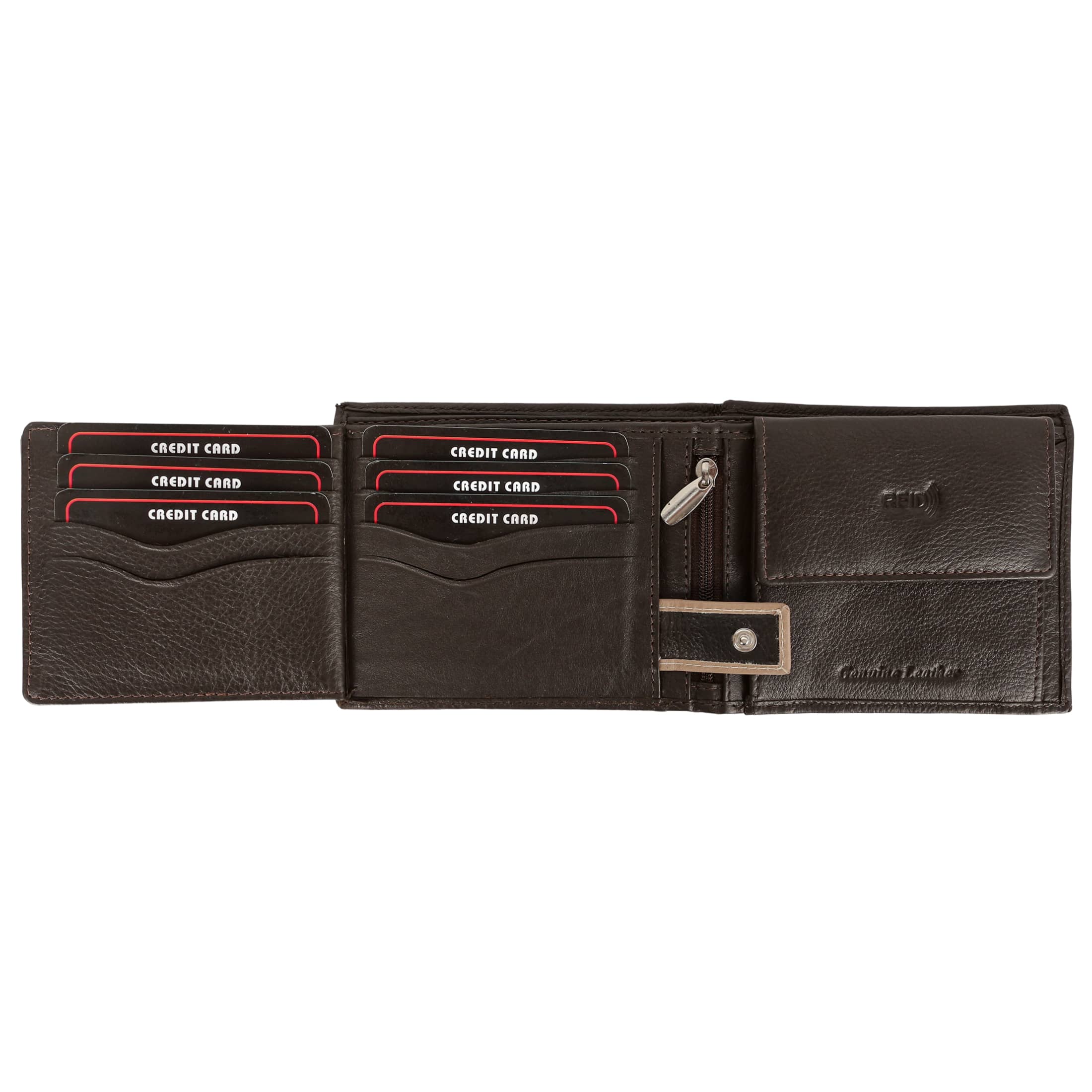 Twin Leather Men Wallet in black and brown, showcasing its elegant design and multiple compartments.