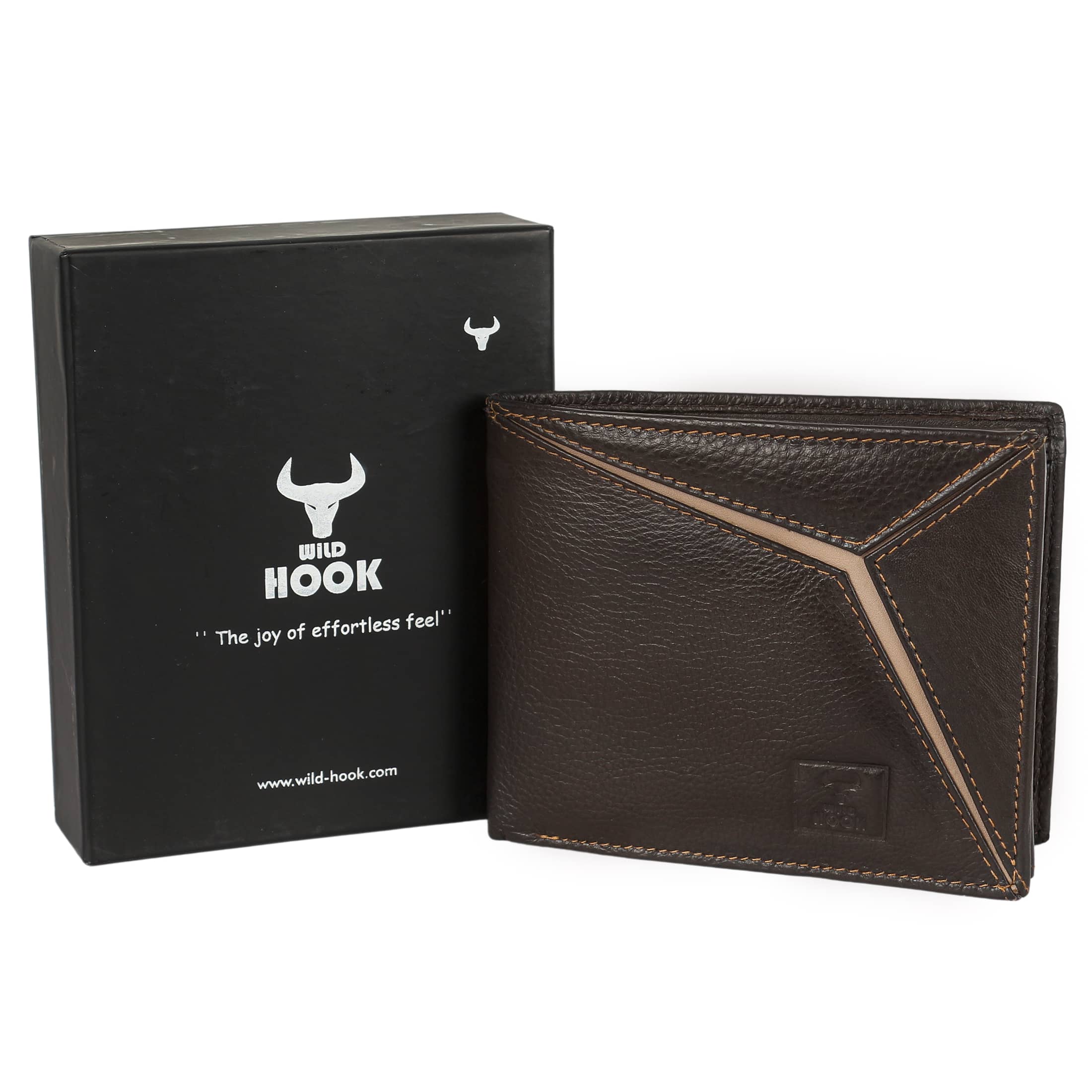 Twin Leather Men Wallet in black and brown, showcasing its elegant design and multiple compartments.