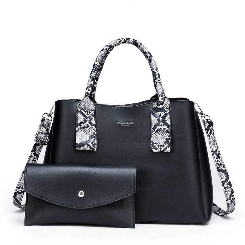 Two-Piece Solid Color Women's Messenger Bag set featuring a stylish handbag and a matching clutch in a solid color design.