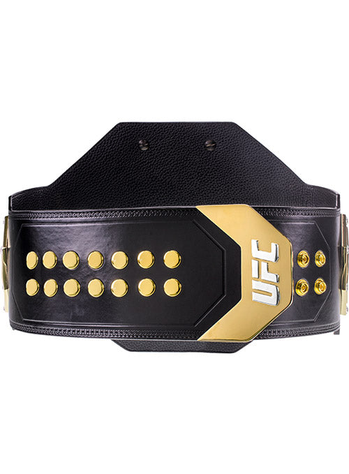 UFC Legacy Championship Replica Belt showcasing gold and silver plating with stones and flags.