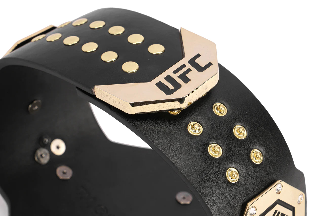 UFC Legacy Replica Desktop Belt showcasing intricate details and commemorative stones, perfect for display.