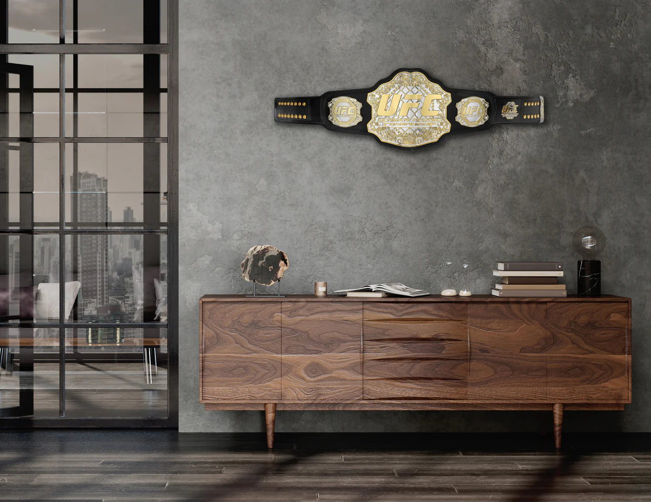 UFC Replica Classic Championship Belt featuring 25 stones and flags representing UFC history.