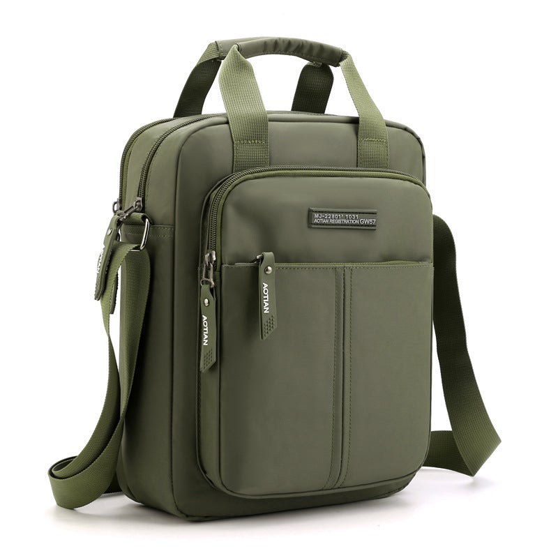 Vertical Version Men's Casual Business Messenger Bag made of durable Oxford cloth, featuring a sleek design and spacious zipper pocket.