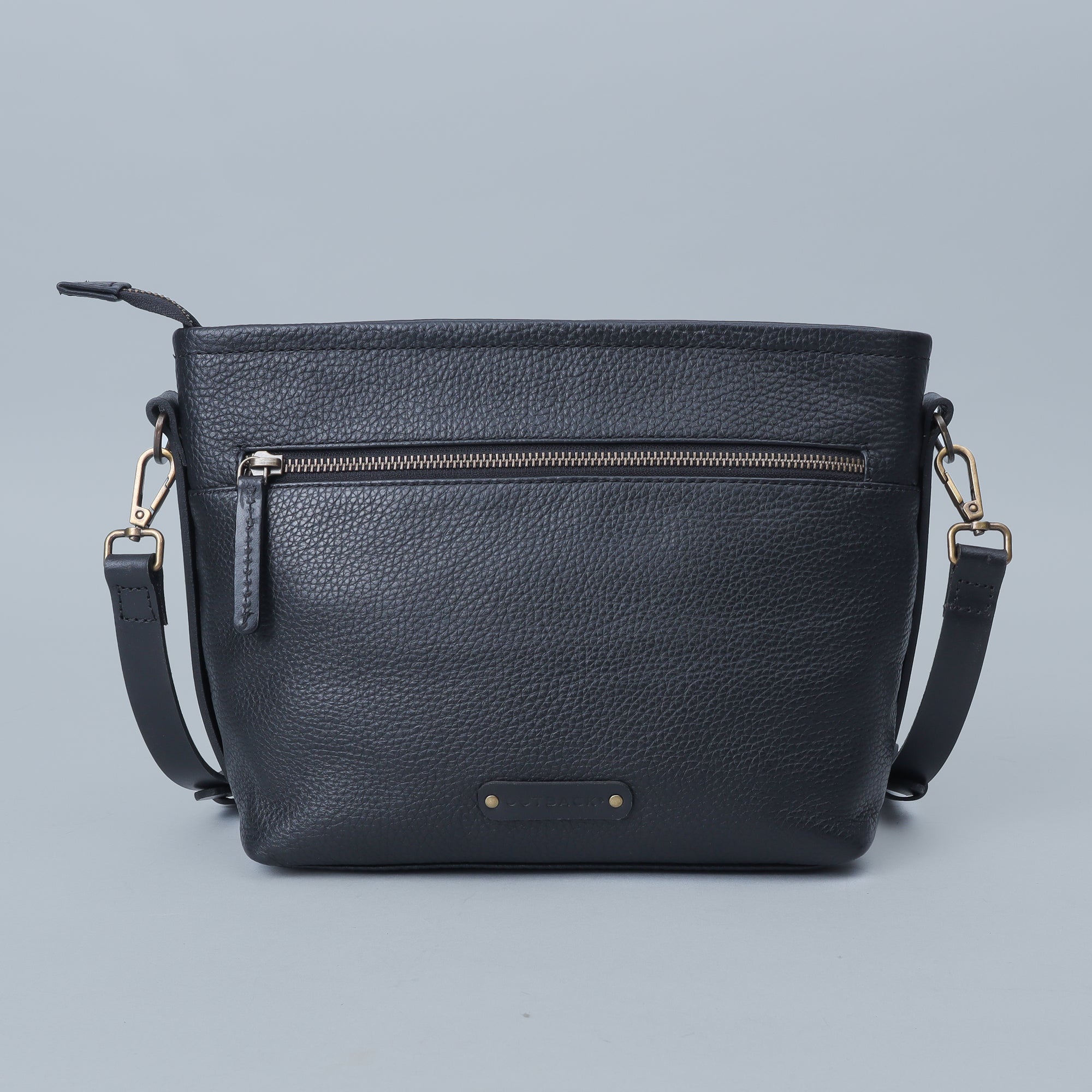 Victoria Crossbody Bag made from premium full grain leather with multiple pockets and antique brass hardware.