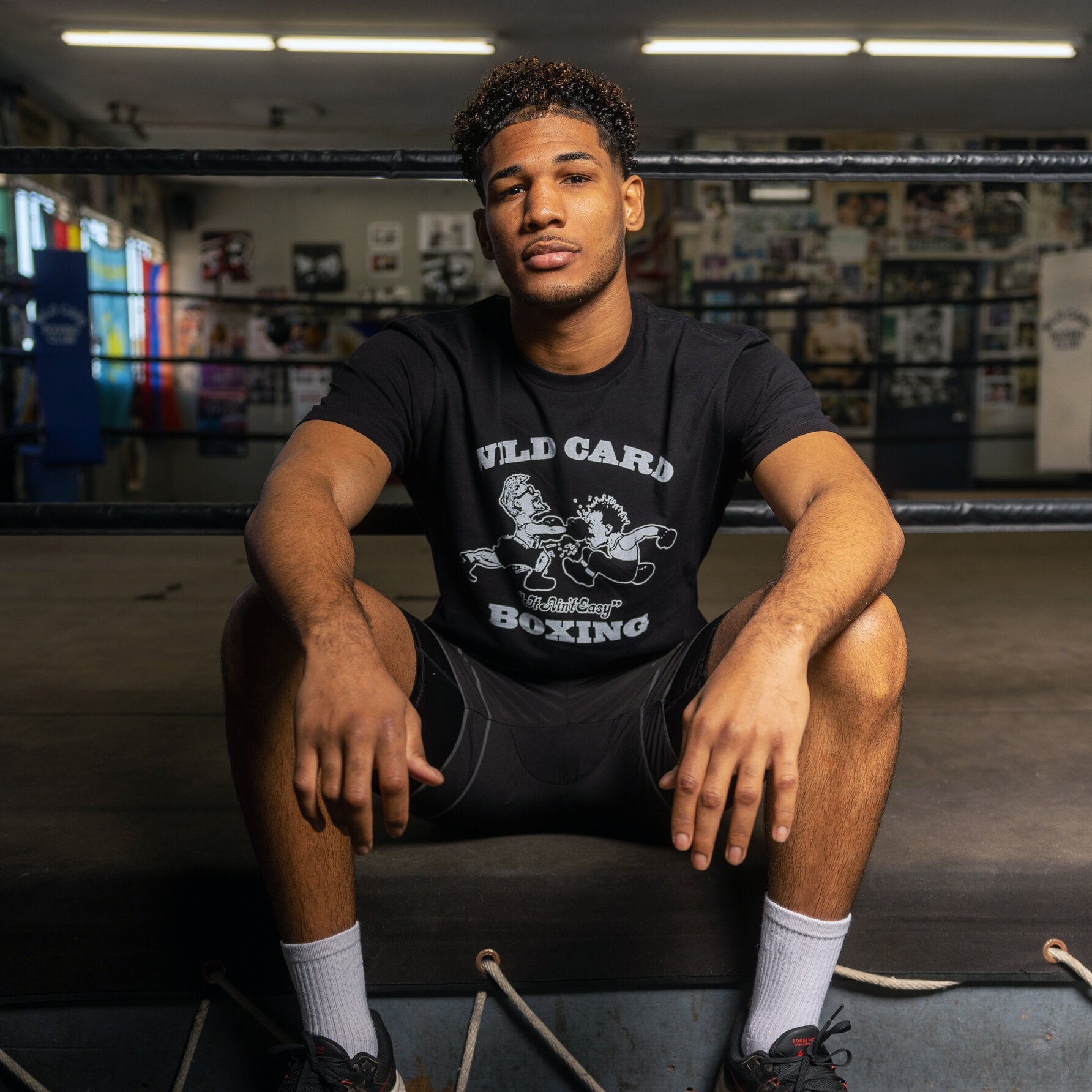 WCB Original Logo T-Shirt in Black and White featuring the iconic Wild Card Boxing logo established in 1995.