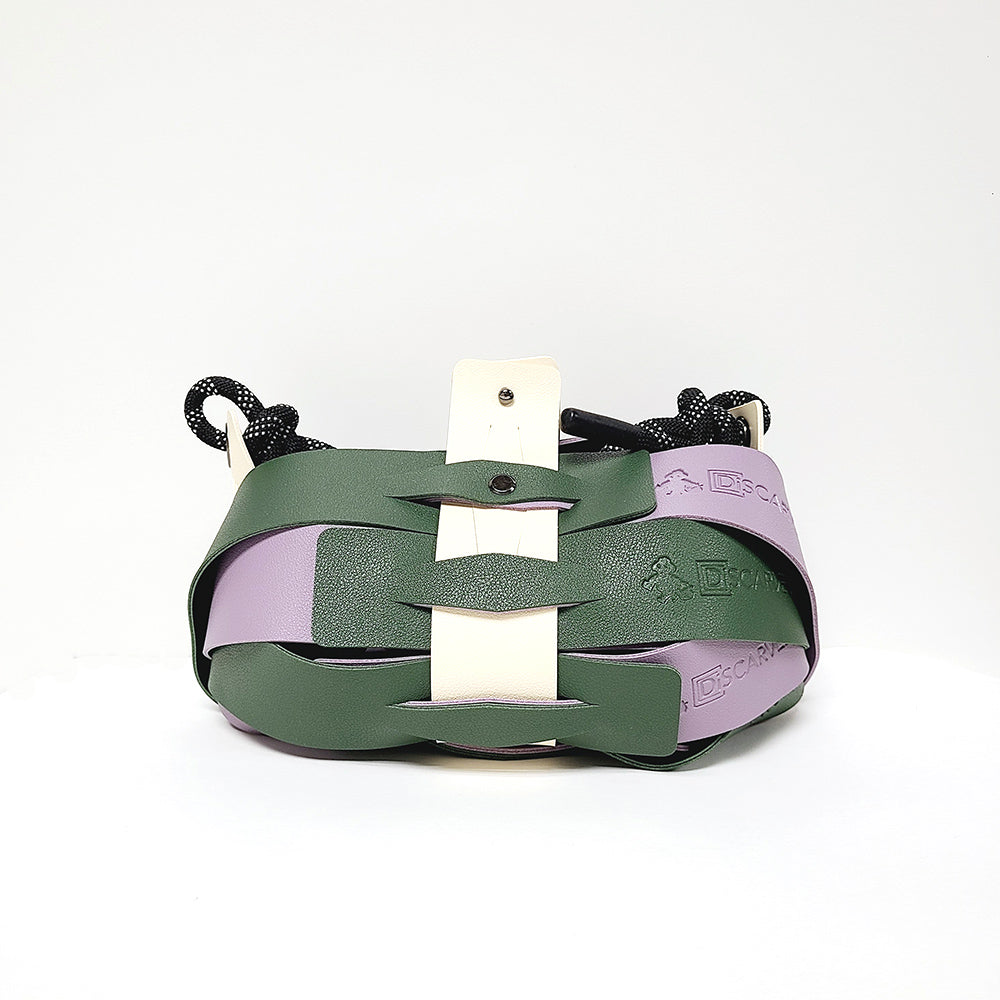 Weaveasy Ellipsoid Bag with colorful straps and adjustable design, showcasing its unique customizable features.