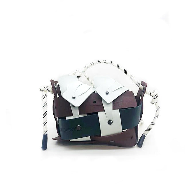 Weaveasy Mini Bag with colorful straps and adjustable design, featuring a DiSCARVERY pouch and white rope.