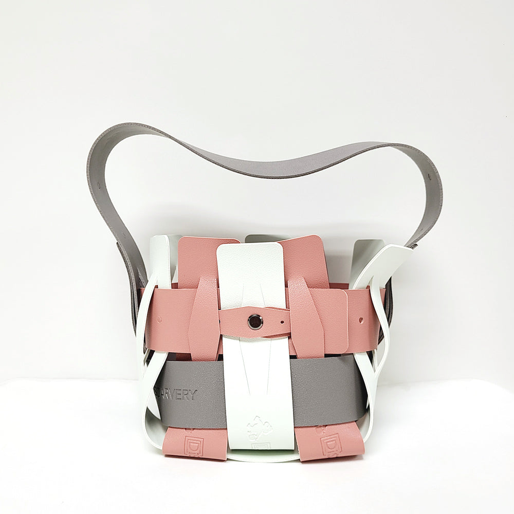 Weaveasy Mini Cube Bag with colorful straps and adjustable strap, showcasing its unique design and compact size.