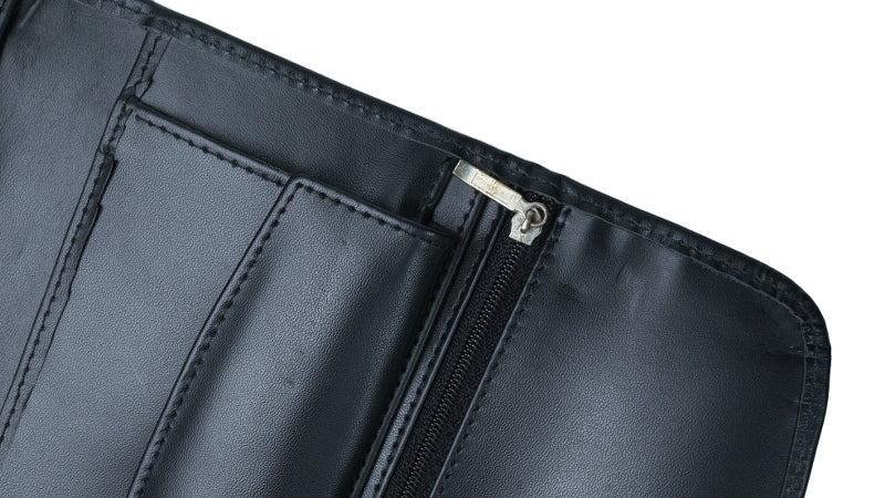 Elegant women leather clutch wallet with magnetic flip closure, designed for organizing cards, cash, and mobile phone.