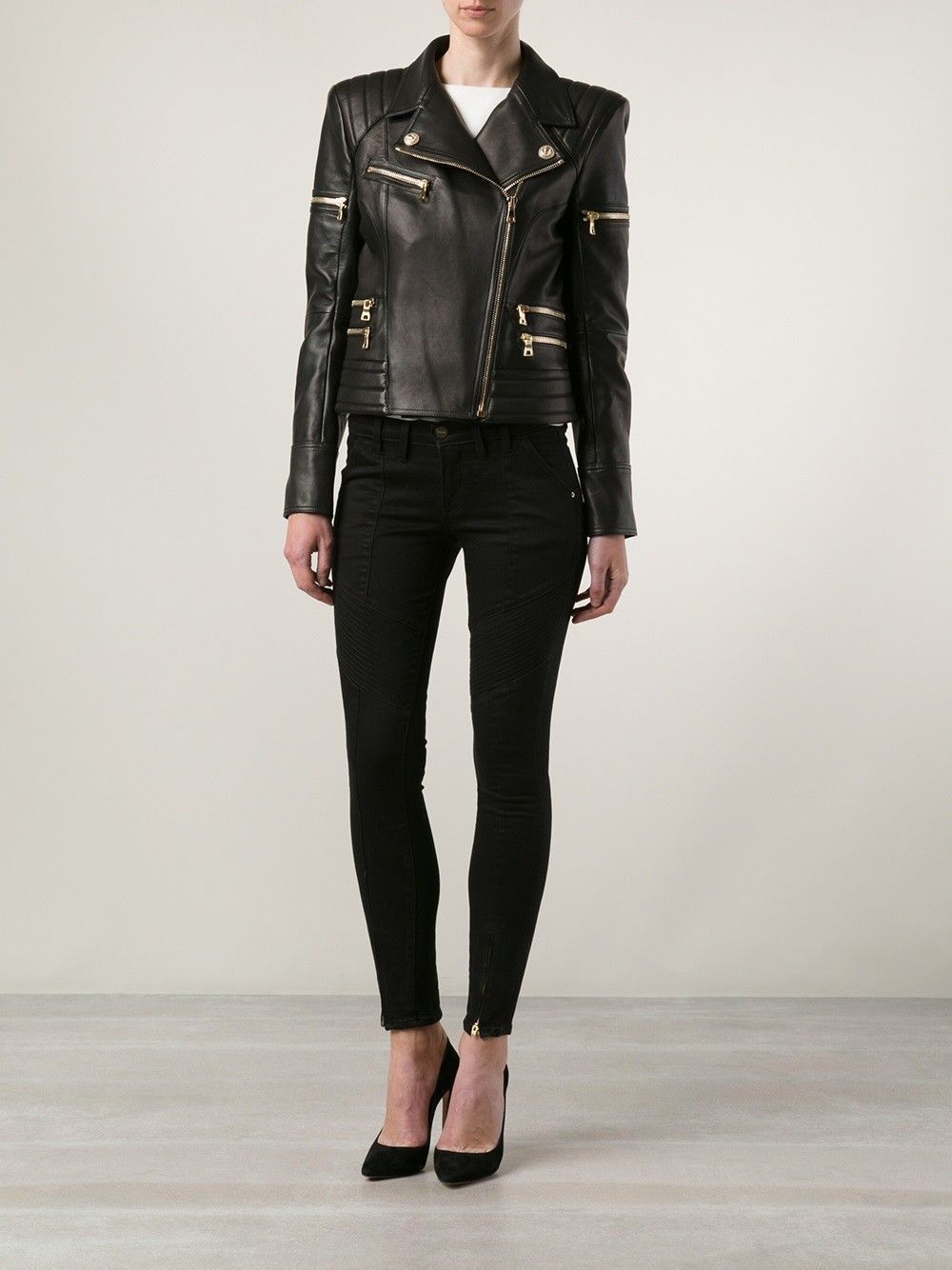 Women Real Lambskin Leather Biker Jacket KW073 featuring high-quality leather, satin lining, and stylish biker design.