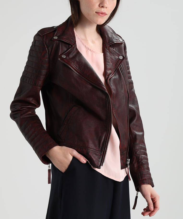 Women Real Lambskin Leather Biker Jacket KW226 featuring high-quality leather, YKK zipper, and satin lining for comfort.