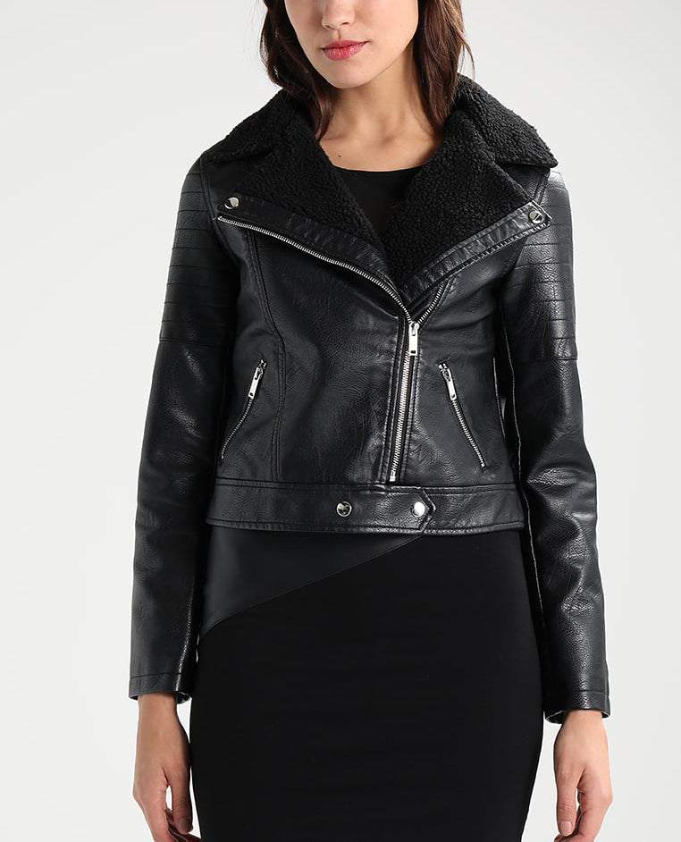 Women Real Lambskin Leather Biker Jacket KW265 featuring high-quality leather, satin lining, and stylish design with multiple pockets.