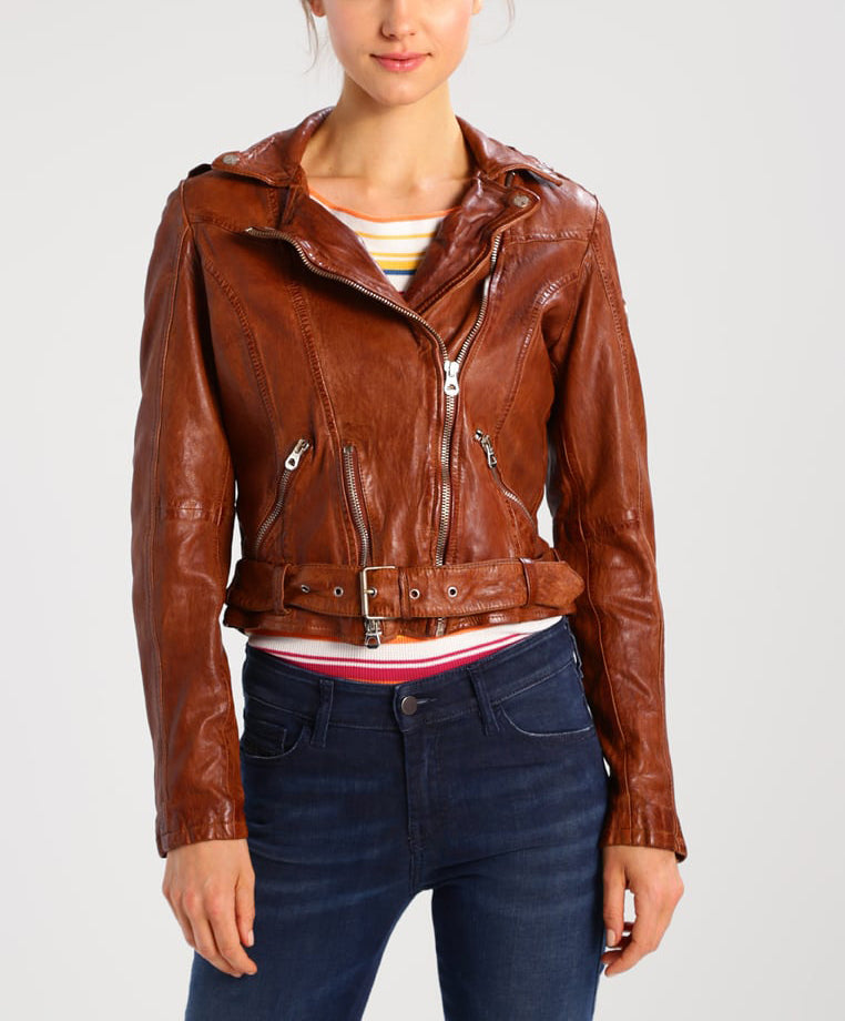 Women Real Lambskin Leather Biker Jacket KW286 featuring high-quality leather, satin lining, and stylish biker design.