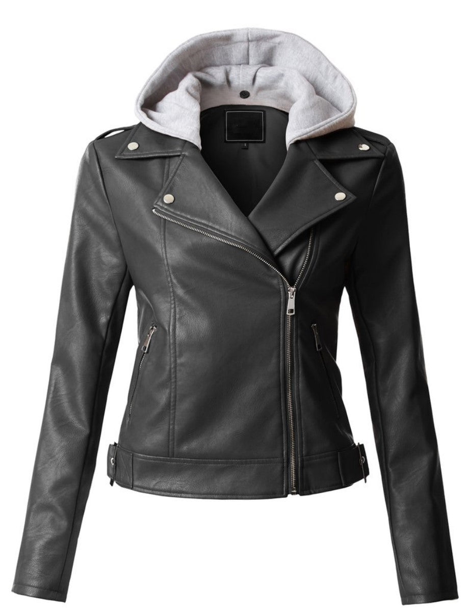 Women Real Lambskin Leather Biker Jacket KW301 featuring high-quality leather, YKK zipper, and satin lining for comfort.