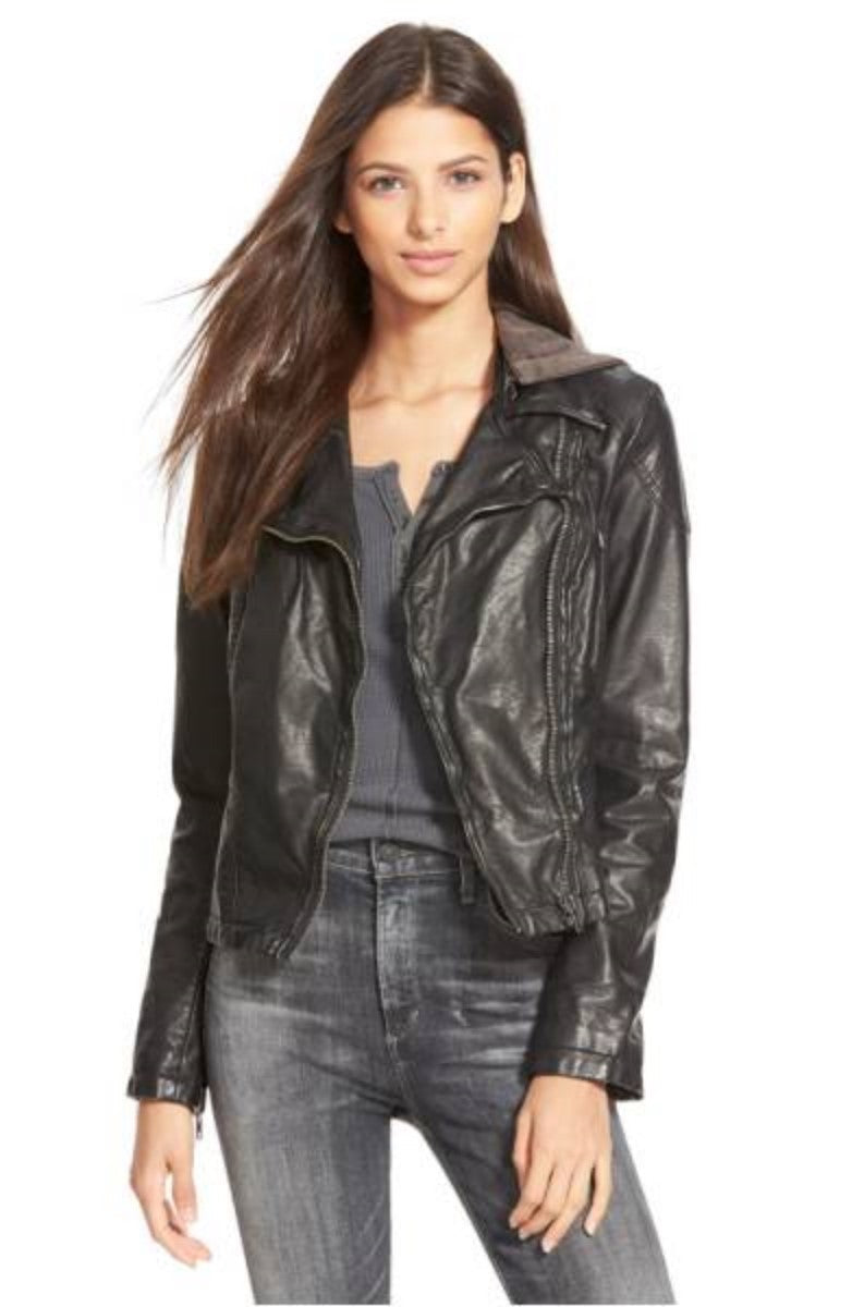 Women Real Lambskin Leather Biker Jacket KW316 featuring high-quality leather, stylish design, and satin lining for comfort.