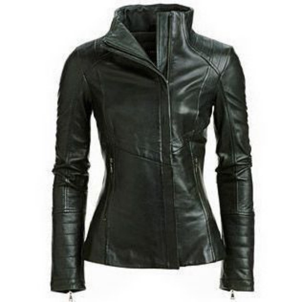 Women Real Lambskin Leather Biker Jacket KW339 featuring high-quality leather, stylish design, and satin lining for comfort.