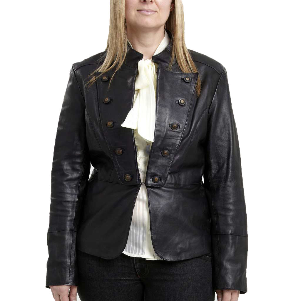 Women Real Lambskin Leather Biker Jacket KW465 featuring high-quality leather, YKK zipper, and satin lining for comfort.