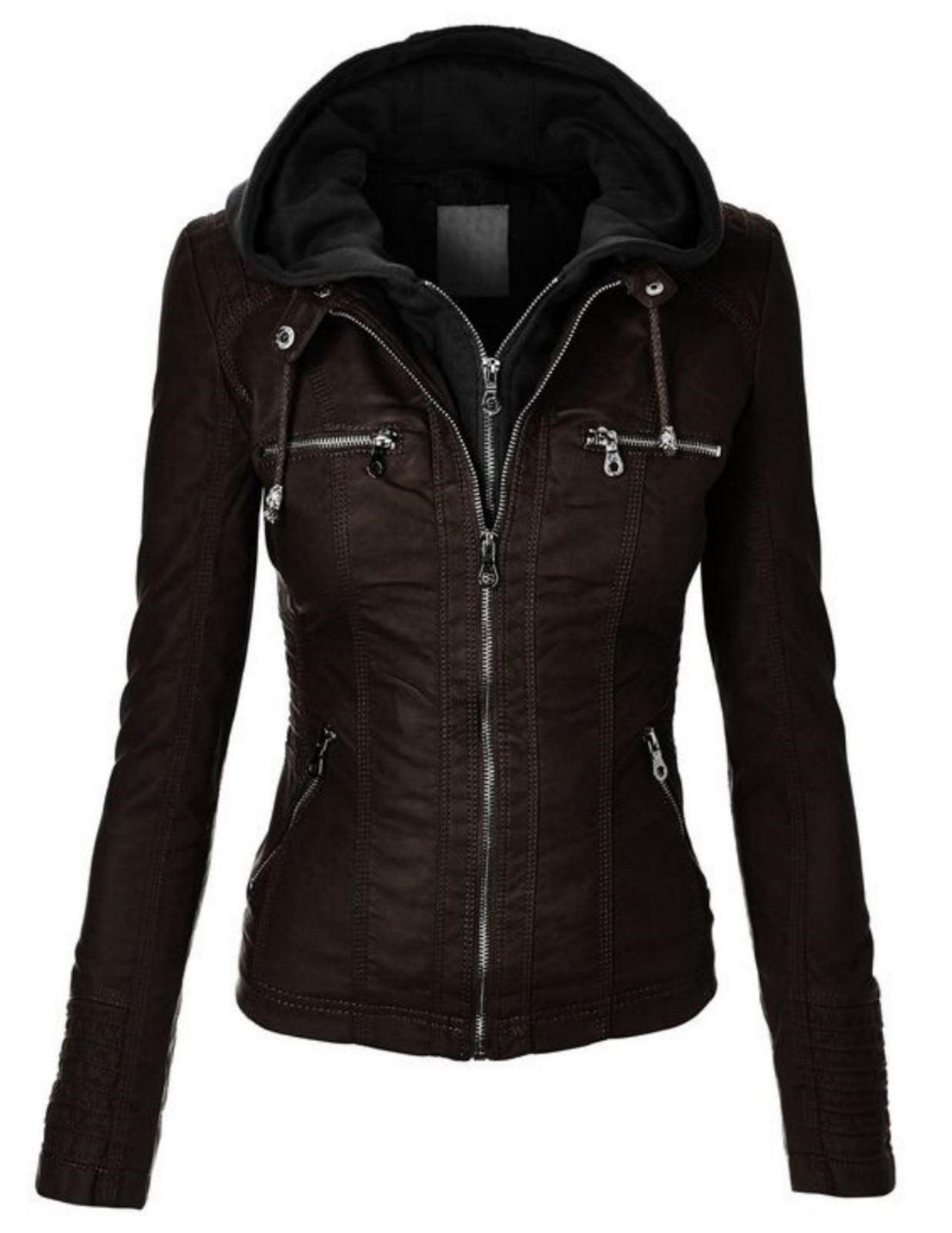 Women Real Lambskin Leather Biker Jacket KW495 featuring high-quality leather, satin lining, and stylish biker design.