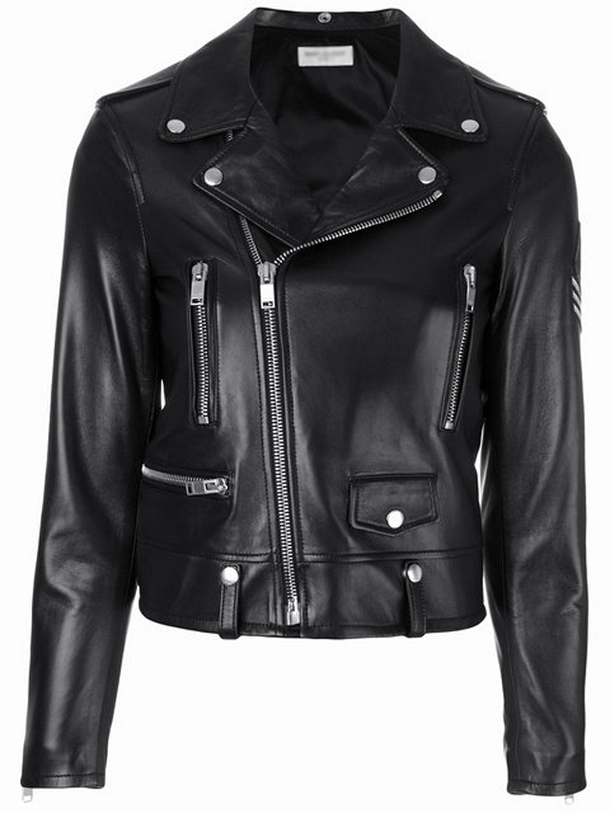 Women Real Lambskin Leather Biker Jacket KW553 featuring high-quality leather, satin lining, and stylish biker design.