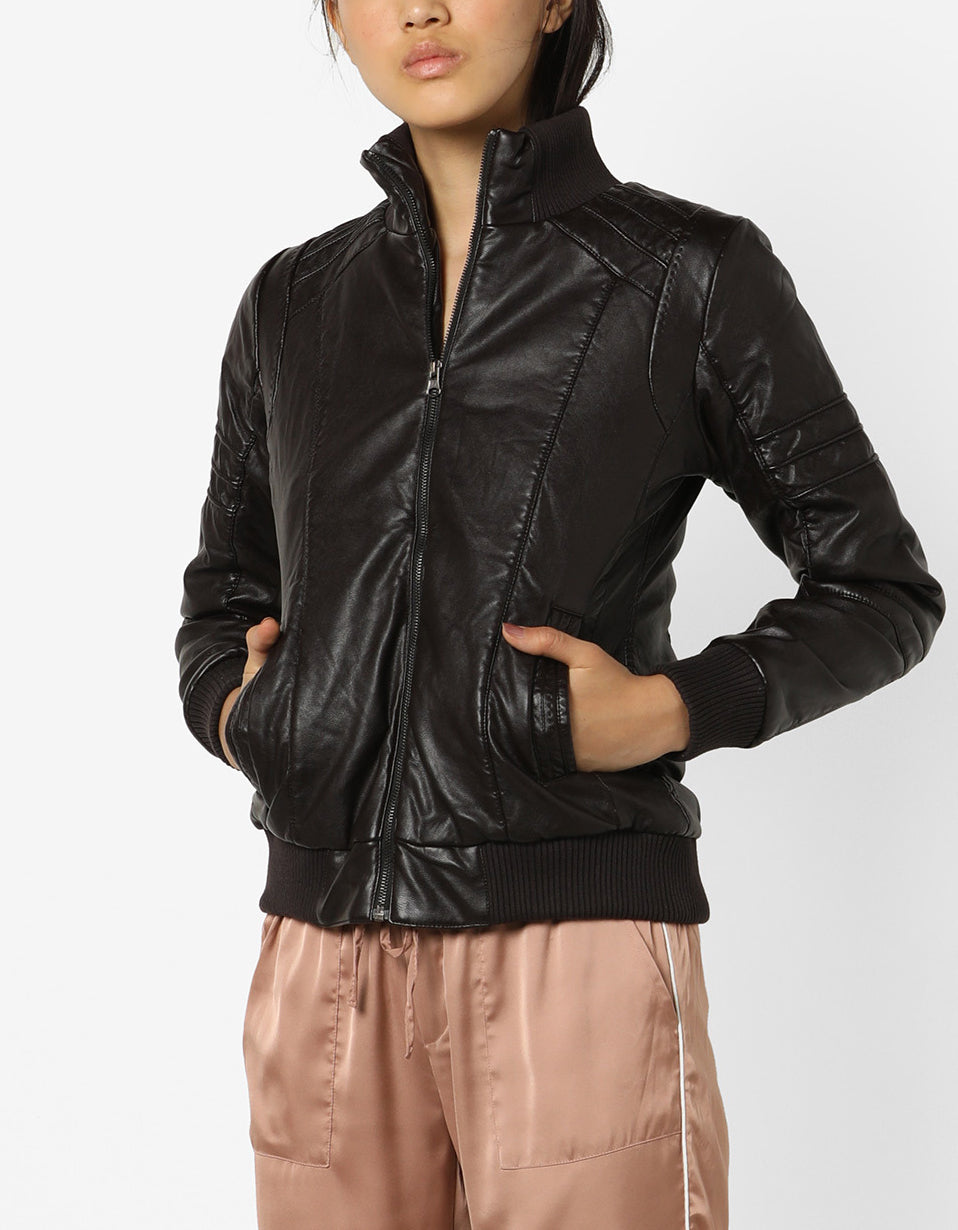 Women Real Lambskin Leather Biker Jacket KW574 featuring high-quality leather, satin lining, and stylish design.