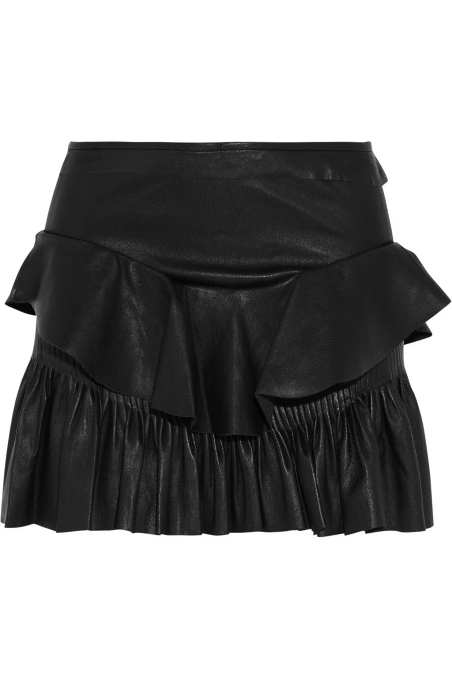 Women Real Lambskin Leather Mini Skirt WS027 featuring high-quality leather, satin lining, and stylish design with pockets.