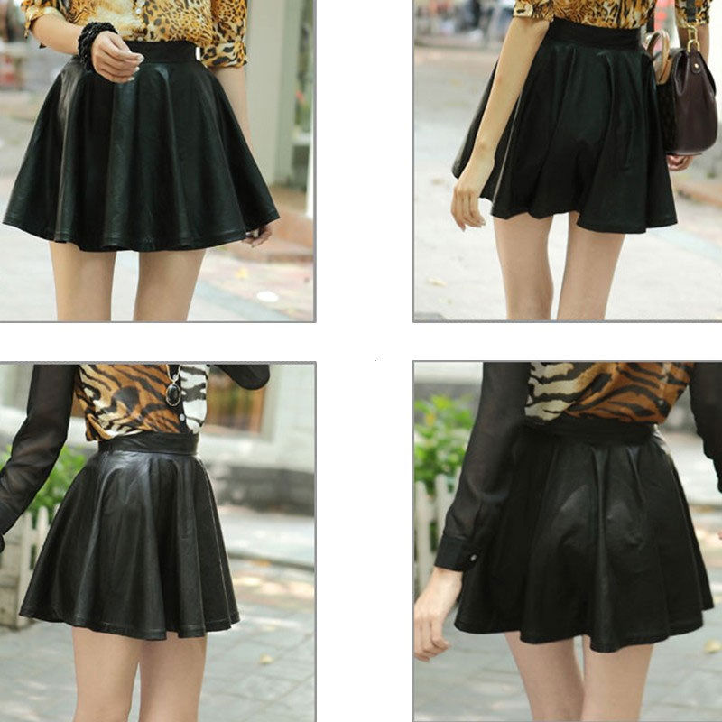 Women Real Lambskin Leather Mini Skirt in knee-length pencil style with satin lining and pockets.