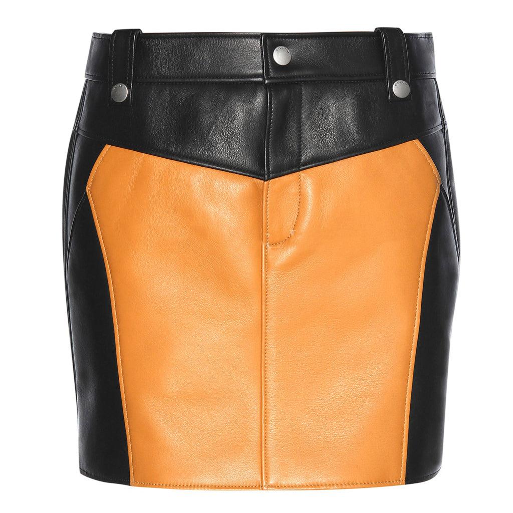 Women Real Lambskin Leather Mini Skirt WS141 featuring a sleek design, satin lining, and practical pockets.