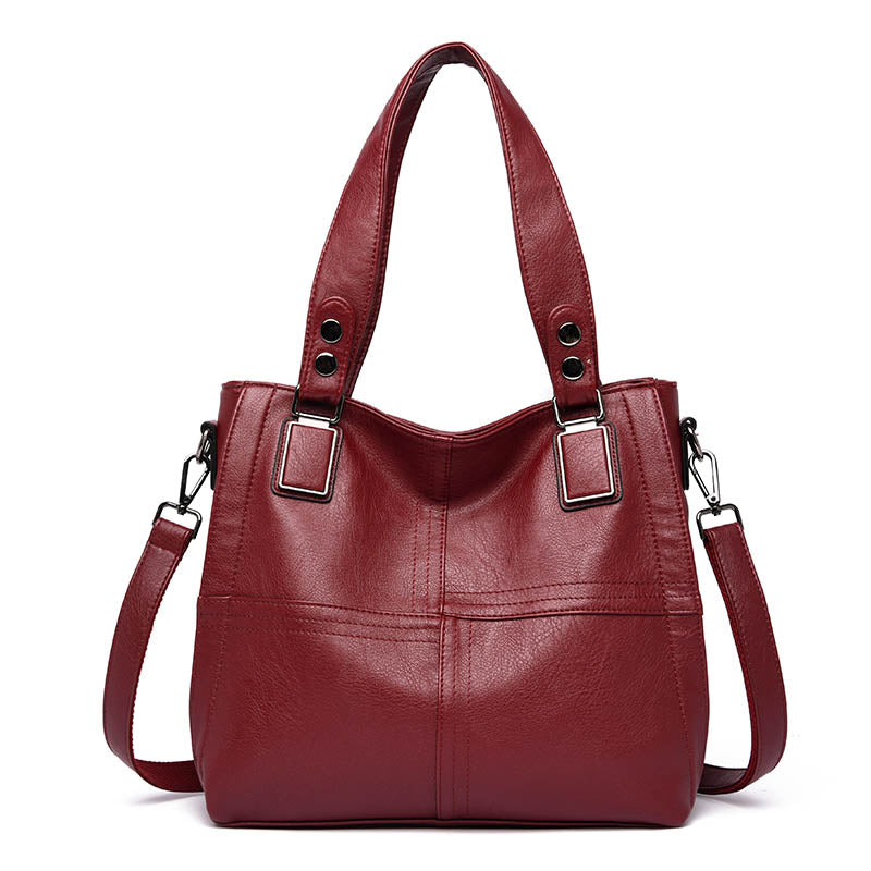 Women's Fashion PU Leather Single Shoulder Messenger Bag in various colors, showcasing its stylish design and spacious compartments.