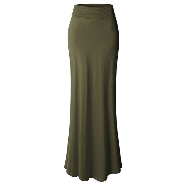 A stylish Women's Maxi Skirt made of soft rayon, featuring a straight silhouette and ankle-length design, perfect for casual wear.