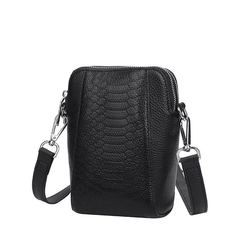 Women's Retro One-shoulder Messenger Small Square Bag in leather with fish scale pattern, showcasing its stylish design and compact size.