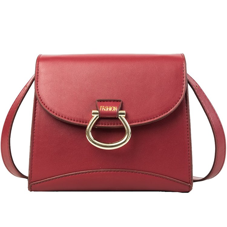 Women's Small Square Shoulder Bag in PU with soft surface and magnetic buckle closure, featuring trendy car suture detailing.