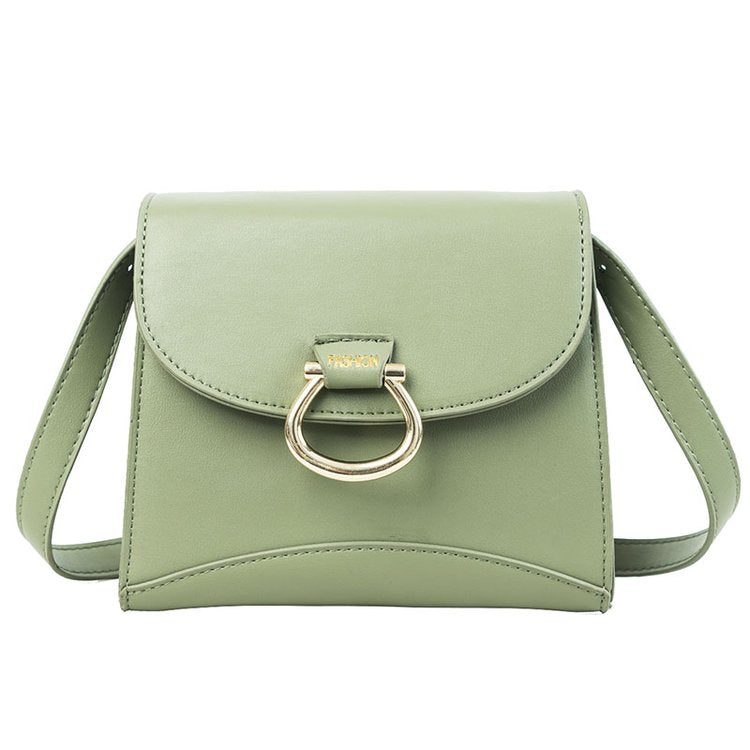 Women's Small Square Shoulder Bag in PU with soft surface and magnetic buckle closure, featuring trendy car suture detailing.