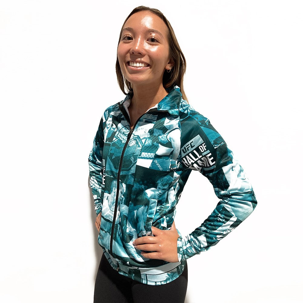 Women's UFC 30th Anniversary Sublimation Poly Jacket featuring vibrant all-over graphic design.