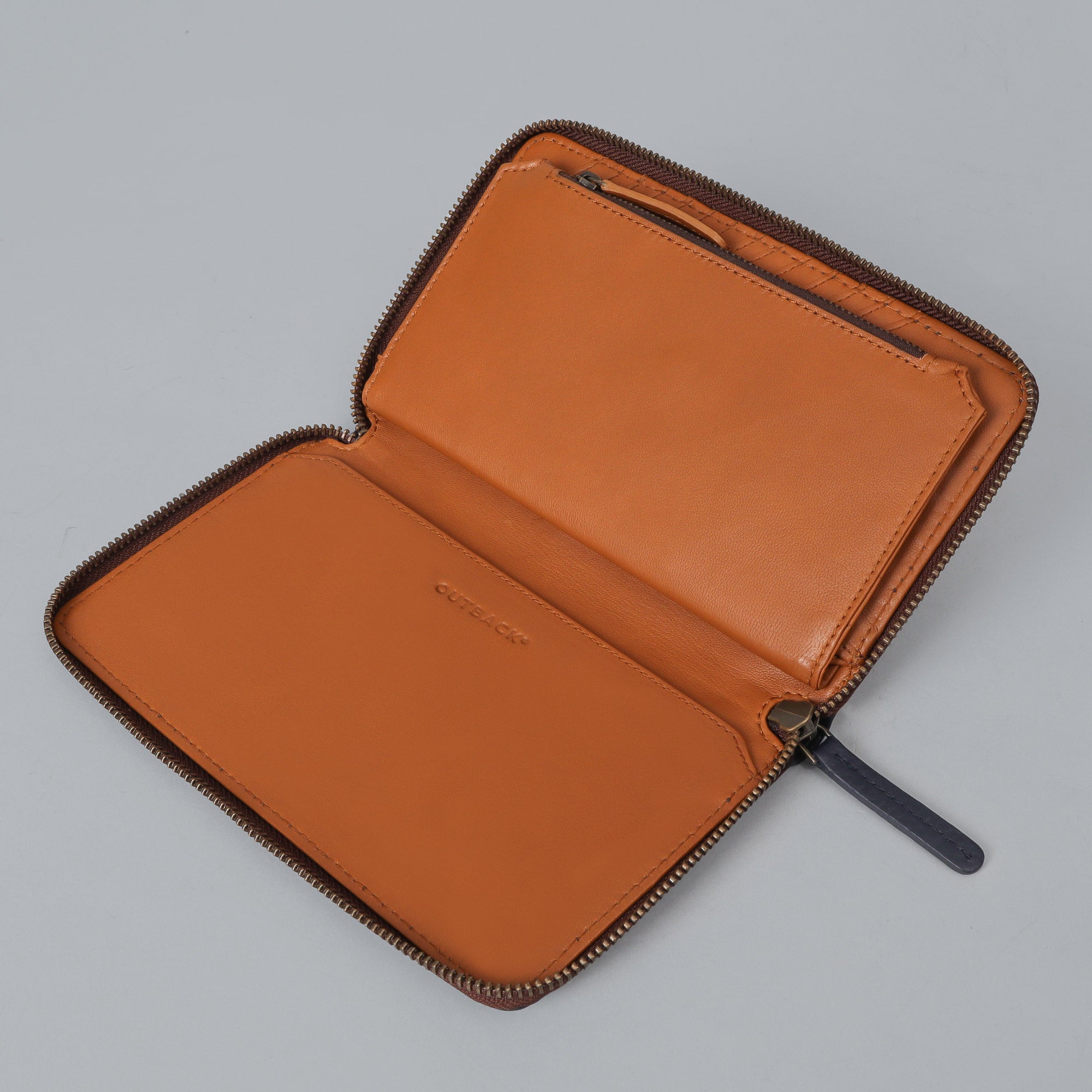 World Traveller Wallet made of premium full grain leather, featuring multiple card pockets, a passport pocket, and a zipper section for coins.