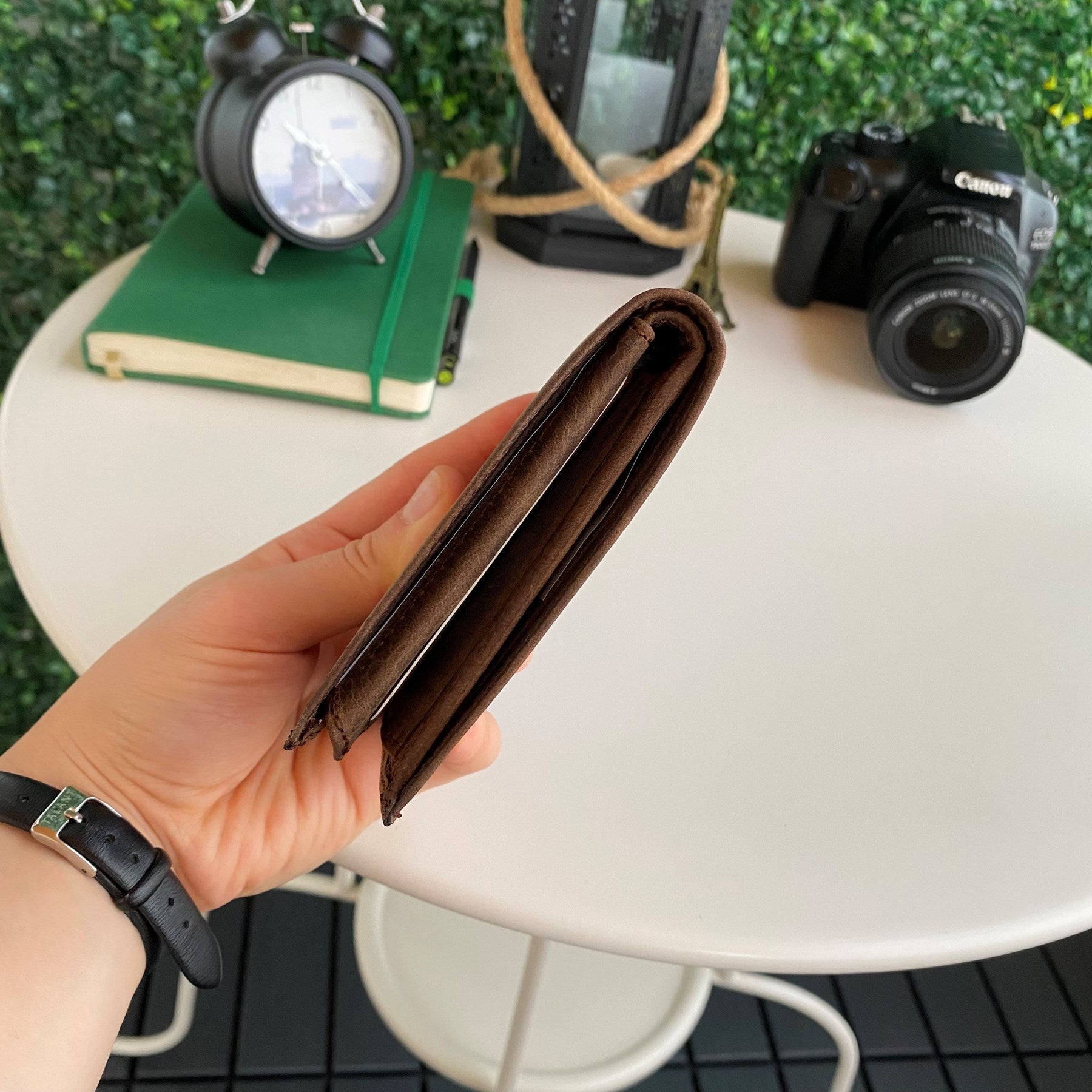 Zendar Genuine Leather Classic Trifold Men's Wallet in rustic brown, showcasing its elegant design and multiple compartments.