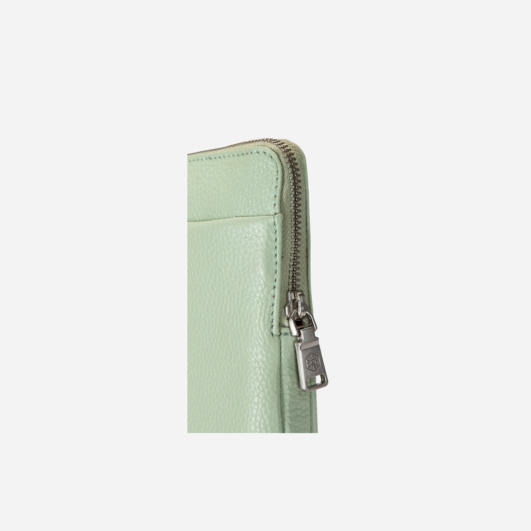 Sage Green Zip Around Laptop Folder with compartments for documents and a laptop, showcasing its stylish and functional design.